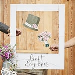 Ginger Ray Best Day Ever Cadre photo ou toile de fond géant Polaroid pour mariage Gris rustique