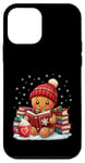 Coque pour iPhone 12 mini Bonhomme Bibliothèque de Noël pour amateurs de livres de lecture en pain d'épice