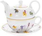 Busy Bees Tea for One Teapot Cup and Saucer Set Gift Boxed