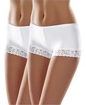 Merry Style Boxer Culotte Slip Short Shorty sous-vêtement Femme MSGAB55 (Blanc (2Pack), 42 (Taille du producteur: L))