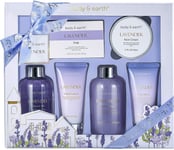 BODY & EARTH Bath Spa Gift Set for Women, Shower Gift Sets, 6Pcs Lavender Gift