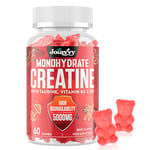 Creatine Monohydrate Gummies 5000mg for Men & Women, Enhanced with Taurine & Vitamin B6, Pre -Workout Supplement for Muscle Growth, Strength & Recovery, Berry Flavor, Vegan (60 Count (Pack of 1))