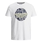 Jack & Jones Mens casual cotton t-shirt crew neck, short sleeves - White - Size X-Small