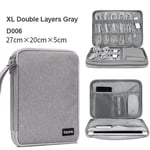 Rangement Pour Câble Usb,Rangement Pour Accessoires Électroniques,Mini Disque Dur Ipad,Banque D'alimentation,Simple Couche,Double Couche - Type D006 Xl Dual Gray