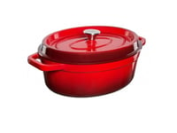 Cast Iron Pot Grand Feu, Oval "Casserole" With Lid, 5.6L, Red Color.