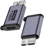 10Gbps Câble USB C vers Micro USB 3.0, 2PCS Câble USB Type-C vers Micro-B 3.0, USB C Femelle à Micro B Mâle Compatible avec Disque Dur Externe Toshiba/Seagate/WD/My Passport Elements