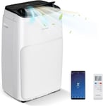 COSTWAY 5 in 1 Portable Air Conditioner, 12000BTU/1400BTU Mobile Heater, Cooler, Dehumidifier, Fan with WiFi Smart APP, Sleep Mode, LED Display, Remote Control, 3 Speeds & 24H Timer (14000BTU)