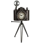 Large Metal Vintage Camera And Tripod Quartz Mantel Clock