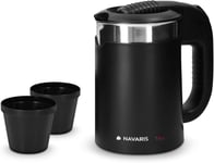 Navaris Travel Kettle Electric - 0.5 Litre - Small with Dual Black