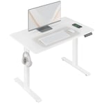 WOLTU Bureau Assis Debout 100x60cm, Bureau Électrique, Bureau Réglable en Hauteur, 72-120cm, avec Port USB, 4 Hauteurs de Mémoire, Système Anti-Collision, Blanc, TS194ws01