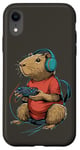 Coque pour iPhone XR Capybara Gamer Casque de jeu vidéo pour adolescents et joueurs de jeux