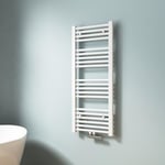 EMKE Sèche-Serviettes Blanc 1000 x 400 mm, Radiateur Sèche-Serviettes pour Salle de Bain Chauffage à Eau Chaude 382 Watts