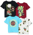 Amazon Essentials Disney | Marvel | Star Wars T-Shirt à Manches Courtes (Anciennement Spotted Zebra) Garçon, Lot de 4, Marvel Miles Morales, 2 Ans