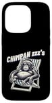 Coque pour iPhone 14 Pro Jeu de mots drôle de singe chimpanzé « Chimpan-zzz »