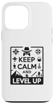 Coque pour iPhone 13 Pro Max Keep Calm and Level Up Gamer pour les joueurs amusants