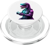 Gaming Dinosaurs- Le T-rex joue aux jeux vidéo PopSockets PopGrip pour MagSafe