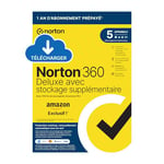 Norton 360 Deluxe + 50 Go de sauvegarde cloud supplémentaire |5 Appareils | 1 An d'Abonnement en renouvellement automatique | Exclusivité Amazon*