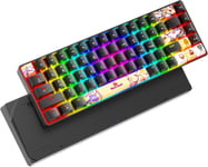 Portable 60% Keyboard De Jeu Mécanique 18 Chroma Rgb Backlit Ultra-Compact Mini Compact 68 Keys Sublimation Anime Pbt Clavier Avec Clés Complète Touches Anti-Ghosting Compatible Avec Ps4,Xbox,Pc