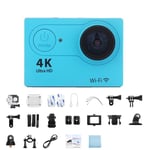 Caméra d'action 4K 1080P/30fps HD Wifi Sports Camera 170D 30m sous-marine Casque étanche cam Mini caméras extérieures télécommande,Blue- 32G Card