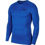 Nike M NP Top Ls Tight T-Shirt à Manches Longues Homme Game Royal/(Black) FR: L (Taille Fabricant: L)