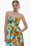 Italian Signature Stretch Citrus Bow Mini Dress