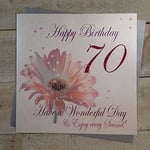 White Cotton Cards Code XLWBA70 Happy 70 Birthday Have A Wonderful Day Carte d'anniversaire Faite à la Main Motif Fleur Rose