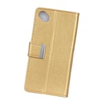 Mipcase Flip Phone Case for Wiko Sunny 2 Plus, Classic Simple Series Wallet Case with Card Slots, Leather Business Magnetic Closure Notebook Cover for Wiko Sunny 2 Plus (Golden)