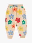 Frugi Baby Fleece Printed Pull Up Joggers, Flower Pop