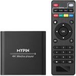 Lecteur Multimédia 4K, Mini Hd Media Player Tv Pour 8Tb Hdd/Clé Usb/Carte Tf/H.265 Mp4 Ppt Mkv Avi Soutien Sortie Hdmi/Av/Coaxial Et Souris Usb/Clavier-Hdmi Jusqu'À 7.1 Son Surround