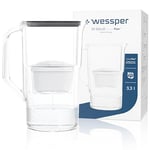 Wessper Carafe Filtrante 3,3 l, avec Compteur LED, Carafe a eau, Cartouche à Charbon actif Réduit le Calcaire et le Chlore, Cartouches Carafe Filtrante, BPA FREE – Noir