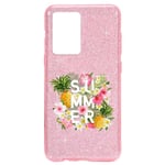 Coque Iphone 12 PRO MAX paillettes rose summer ananas