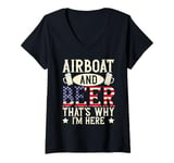 Womens 4th of July Design for a Patriotic Airboating lover V-Neck T-Shirt