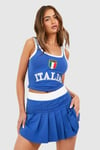 Womens Italia Set Mini Pleated Tennis Skirt - Blue - 12, Blue