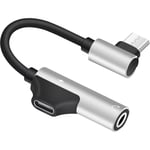 Usb-c till 3,5 mm hörlursuttag Adapter och laddare 90 grader Typ C till