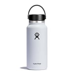 HYDRO FLASK - Water Bottle 946 ml (32 oz) - Vacuum Insulated Stainless Steel Water Bottle with Leak Proof Flex Cap and Powder Coat - BPA-Free - Wide Mouth - White