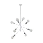 EGLO Gradoli Pendant Light, 8-Bulb Pendant Light, Metal Pendant Light in White and Chrome, Dining Table Lamp, Living Room Lamp Hanging with E27 Socket, Diameter 71 cm