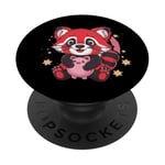 Panda kawaii rouge avec tirelire PopSockets PopGrip Adhésif