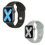 Kit 2x Bracelet En Silicone Lisse Phonecare Pour Apple Watch Series 9 - 45mm - Noir / Gris