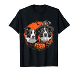 Halloween Border Collie Dogs Cute Witch Dog Pumpkin Bat T-Shirt