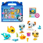 Bandai - Littlest Pet Shop - Collector Set Thème Plage - 5 Animaux et Accessoires - Licence Officielle - Coffret Jouet Animaux Mignons - Mini Figurines Animaux - Jouet Enfant 4 Ans et + - BF00517