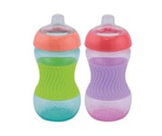 Nuby - Pack de 2 Mini Cup - Gobelet d'apprentissage pour enfants avec poignée en silicone – Gobelet pour bébé - 2 pièces Rose & Vert - 180 ml - 4+ mois