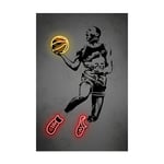 Graffiti Basket Spelare Canvas Målning Neon Effekt Sport Star Poster Fotboll Vägg Konst Utskrifter För Rum Hem Inredning Bilder 13 20x30cm utan ram