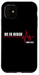 Coque pour iPhone 11 He is Risen – Jesus Heartbeat Pulse Christian Faith EKG