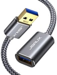 JSAUX Câble Rallonge USB 3.0 Câble Extension USB 3.0 Mâle A vers Femelle A 5Gbps Compatible avec Clé USB, Hub USB, Disque Dur Externe, Clavier, Souris, Imprimante Webcam-2M