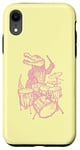 Coque pour iPhone XR Crocodile jouant de la batterie en forme de crocodile, percussion, reptile