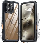 ANTSHARE for iPhone 16 Pro Case, IP68 Waterproof Shockproof Case for 16 Pro with [Built-in Screen/Camera Protector], 360 Full Body Sealed Protective Front and Back Cover for iPhone 16 Pro - Black