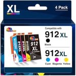 912Xl Lot De Cartouches D'Encre Compatibles Avec Hp 912 Hp 912Xl Multipack Pour Hp Officejet Pro 8010 8020 8022 8012 8014 Hp Officejet Pro 8022E 8024E 8020E 8025E(Noir, Magenta, Ja[DYJ070499]