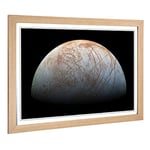 Big Box Art Framed Print of Planet Jupiter Moon Space Design | Wall Art Picture | Home Decor for Kitchen, Living, Dining Room, Bedroom, Hallway, Office, Oak, A2 / 24.5x18 Inch / 62x45cm