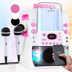 AUNA Micro Karaoke avec 2 Microphones, Lecteur CD USB, Karaoké Complet Enfant, Adulte, Micro Enfant pour Chanter Fille et Garcon, Micro sans Fil Bluetooth, Sono Enceinte Micro Chant Lumières LED