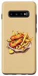 Coque pour Galaxy S10+ Fish and Chips Food Lover Dessin Unique Vintage Hommes Femmes